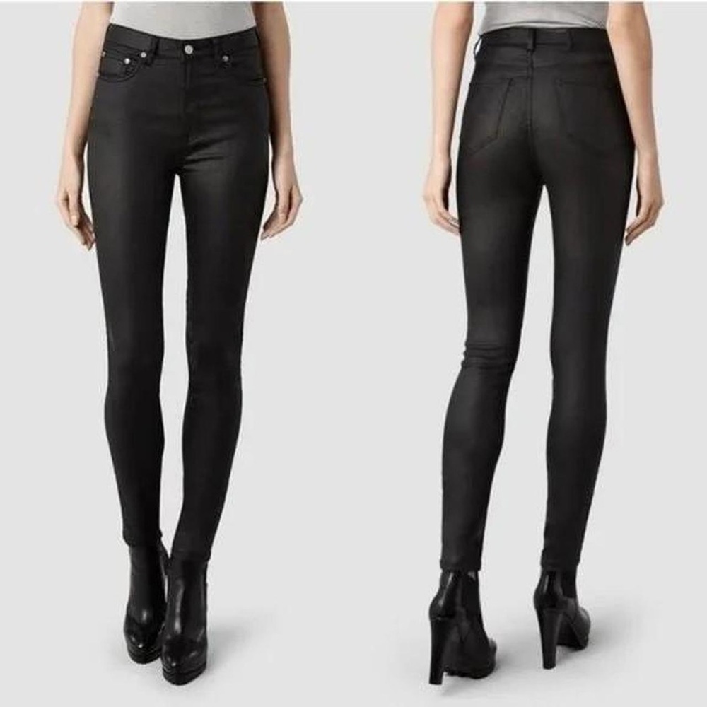 AllSaints STILT High-Waisted Skinny Wax Coated Jeans